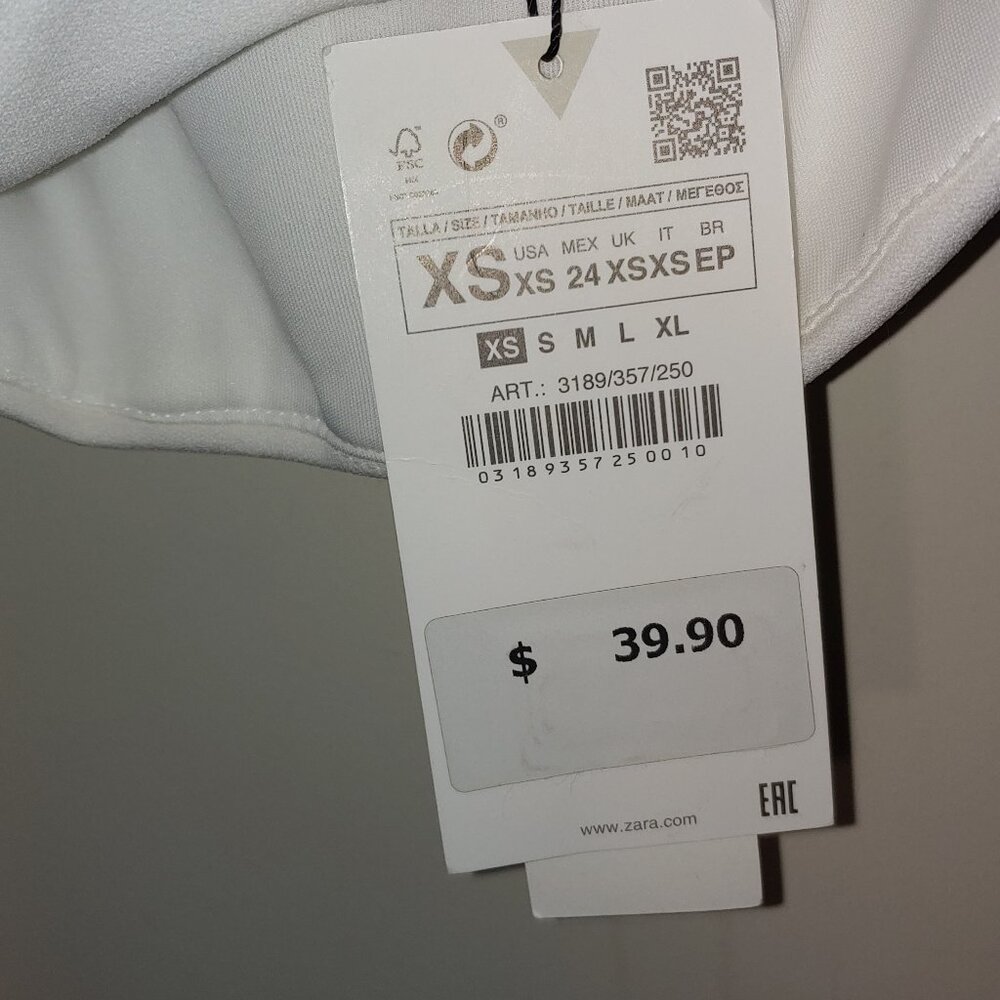 NWT Zara Strapless Ruched Quarter Shell Corset Top Size XS White - Picture 2 of 5